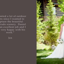 Portrait of a bride holding white flowers outdoors at the Ritz Carleton Bachelor Gulch in Beaver Creek, CO